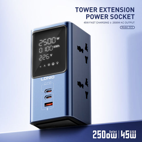 Tower Extension Power Socket with Digital Display